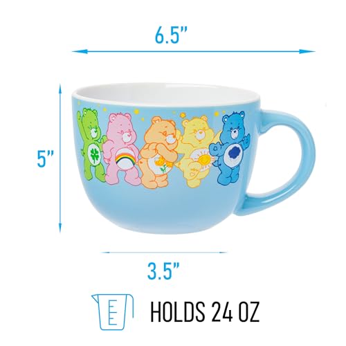Silver Buffalo Care Bears Ceramic Soup Mug Featuring Good Luck Bear, Cheer Bear, Friend Bear, Funshine Bear, and Grumpy Bear, 24 Ounces - Image 2