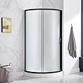 OVE Decors Breeze 32 in. Corner Shower Sliding Door, With Included Base, Frosted Glass and Black Finish