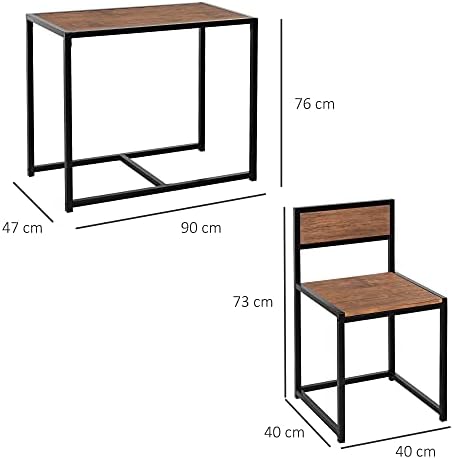 HOMCOM 3 Pcs Table Stool Set Industrial Design w/Steel Frame MDF Panels Living Room Bar Modern Furniture