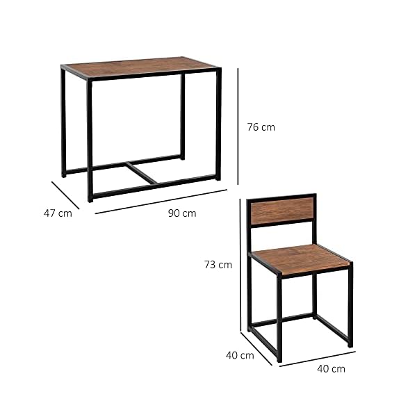 HOMCOM 3 Pcs Table Stool Set Industrial Design w/Steel Frame MDF Panels Living Room Bar Modern Furniture - Image 3