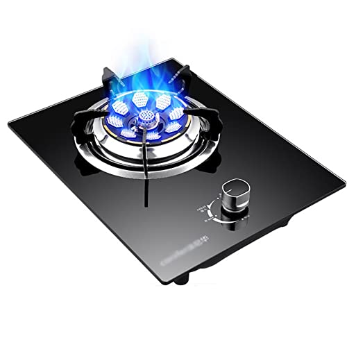 Placa de gas Estufa de gas, accesorios de cocina de escritorio para el hogar, utensilios de cocina, gas natural/propano, panel de vidrio templado negro a prueba de explosiones, para calentar, co