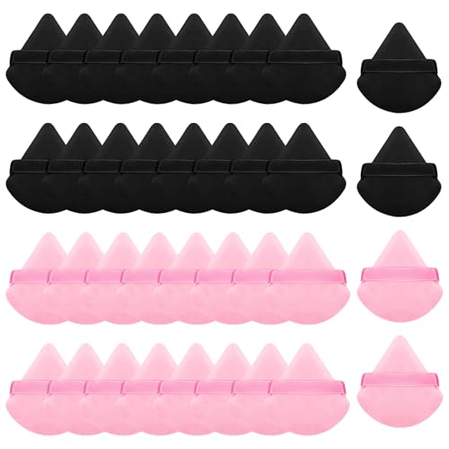 ZMDMAH 32 pcs Powder Puff, Puderquaste, Puder Puff, Make Up Schwamm Sponge, 18 pcs Schwarz Puderquaste Dreieck und 18 pcs Puder Schwamm, Waschbar Makeup Schmink SchwäMmchen