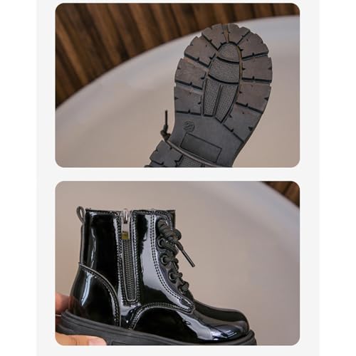 IWIHMIV Girl Ankle Boots Side Zipper Low Heel Leather Riding Short Booties Non Slip Outdoor Shoes for Kids4