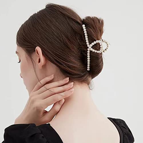 ANNACREATIONS Golden Large Metal Pearl Hair Clutcher hair Claw Hair Accessories For Women Girls (Pack Of 1) Large - Image 5