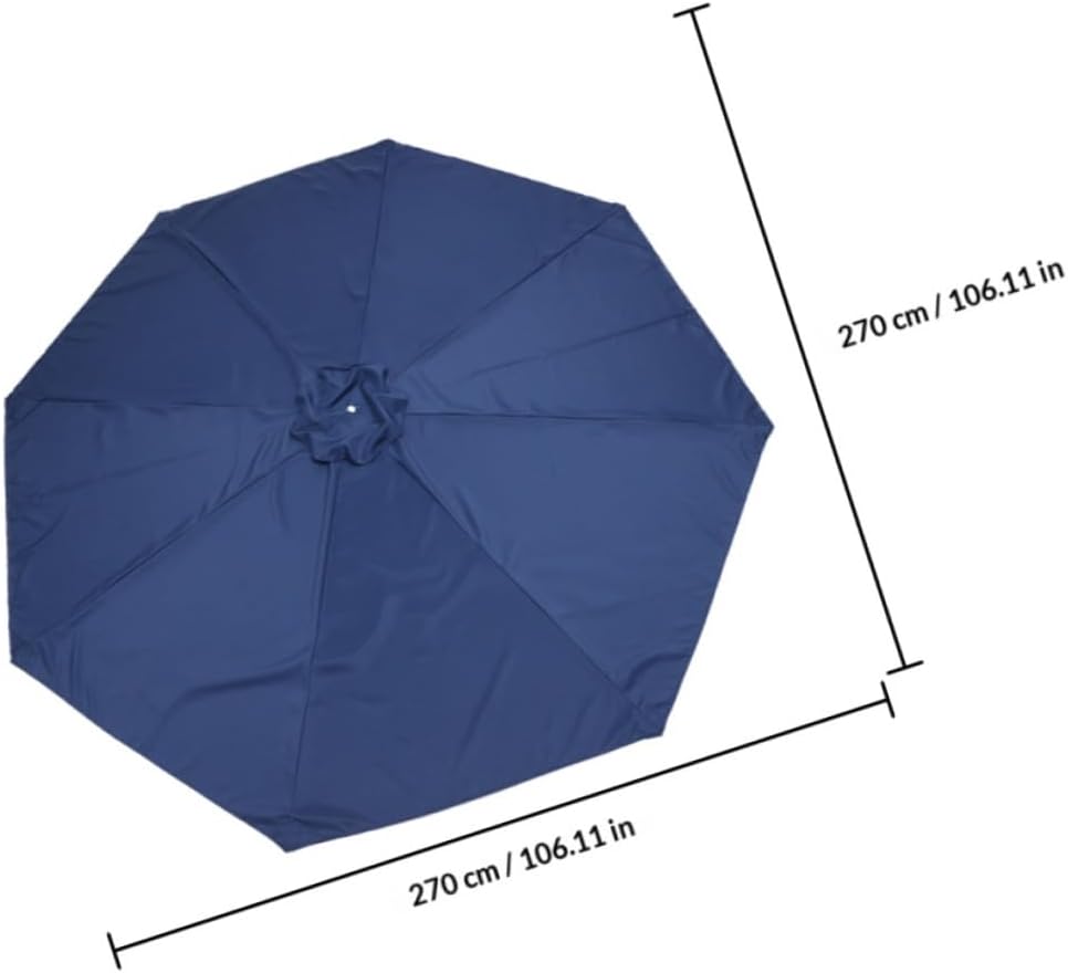 Yardwe Patio Umbrella Replacement Canopy 2.7m Navy Blue Polyester Fabric 8-rib Outdoor Sunshade Rainproof Cover for Garden Yard Beach