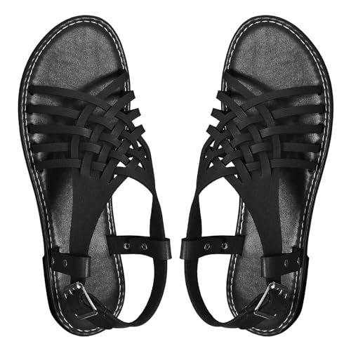 Sandalias de verano para mujer, sandalias romanas planas para mujer, zapatos de playa con hebilla, sandalias peep toe, sandalias de playa, sandalias de ocio, cómodas, zapatos de verano, sandalias de