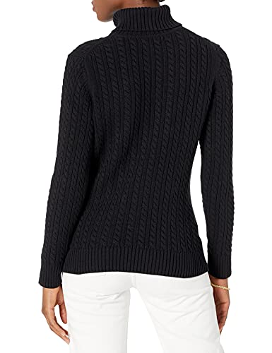 Amazon Essentials Women's Fisherman Cable Turtleneck Sweater (Available In Plus Size), Black, Medium #TOP1