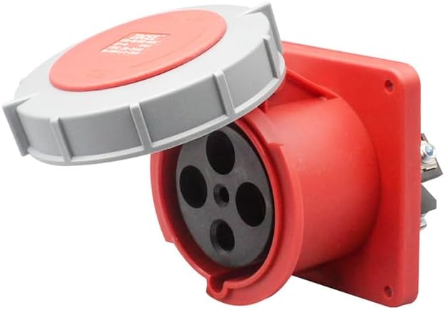 IEC 60309 Waterproof Industrial Connector Socket 4Pin 125A 380V-415V 3P+E 6H IP67 Waterproof Female Connector Power Connecting Industrial Concealed Socket for Aviation and Industry