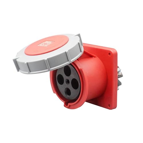 LSTBFZYWT IEC 60309 Waterproof Industrial Connector Socket 4Pin 125A 380V-415V 3P+E 6H IP67 Waterproof Female Connector Power Connecting Industrial Concealed Socket for Aviation and Industry