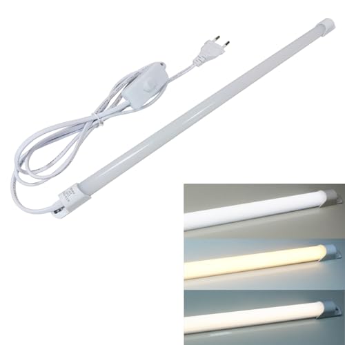 STBTECH LED Unterbauleuchte Küche 230V, 43cm LED Lichtleiste mit Stecker und Schalter, 6W, 500lm, Schranklicht für küche Arbeitsplatte/Schrank, 3 Lichtfarben Kaltweiß/Warmweiß/Neutralweiß Einstellbar