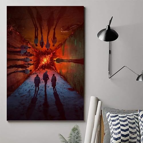 QPKNZNBAR Stranger Poster Things Horror Vintage Tv Series Für Zimmer, Ästhetische Leinwand-Wandkunst, Schlafzimmer-Dekor Posters 12x18inch(30x45cm)