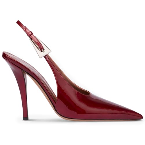 Slingback Pointed Closed Toe Stiletto High Heels Pumps for Women, Patent Leather Metal Buckle Strap Sandal Dress Shoes