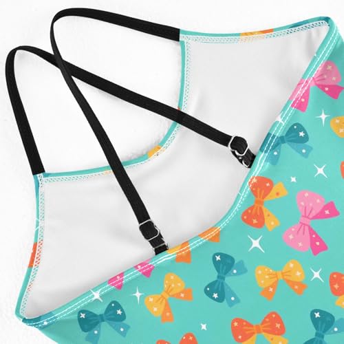 senya Girls Swimsuits One-Piece Swimwear Tie Bathing Suit Beach Summer Round Neck 7-8T Bow Pattern4