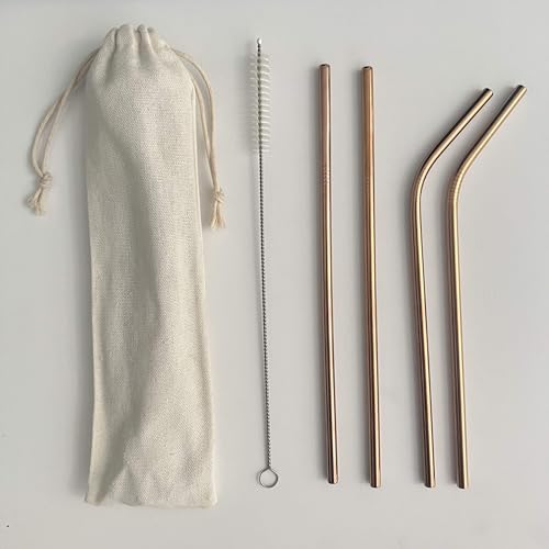 Rose Gold Metal Straws (Set of 4)