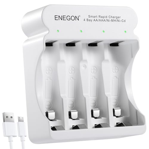ENEGON Cargador de Batería Recargable de 4 Ranuras Ultrarrápidas: Especialmente