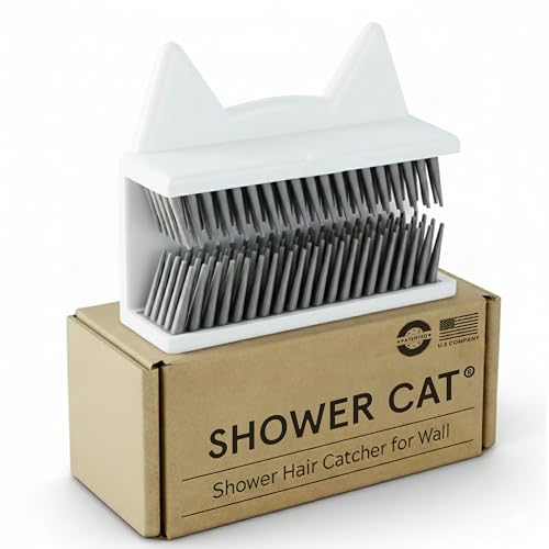 Shower Cat Shower Hair Catcher for Wall Hair Collector for Shower & Tub Shower Hair Trap Keeps Loose Hair Off Shower Wall & Out of Drain Reusable Hair Catcher for Shower Wall 3M Adhesive