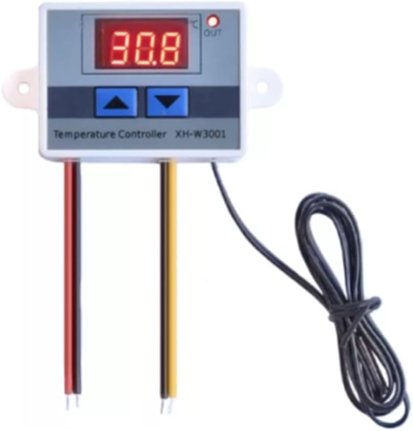 Temperature Controller Thermostat for XH-W3001, -50℃~110℃ for Range, 12/24/220V Power Supply, 10A Output, Compatible with Aquariums, Incubators, Greenhouses