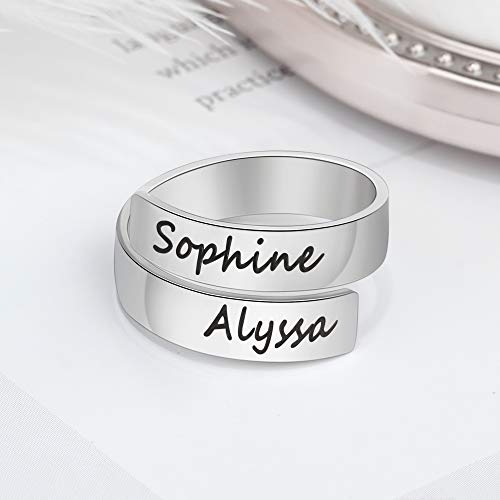 Love Jewelry Personalized Spiral Twist Ring Engraved Names BFF Personalized Gift Mother-Daughter Promise Ring for Her4