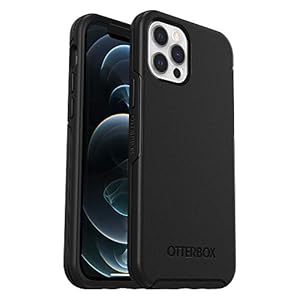 OtterBox iPhone 12 & iPhone 12 Pro Symmetry Series Case – BLACK, ultra-sleek, wireless charging compatible, raised edges protect camera & screen