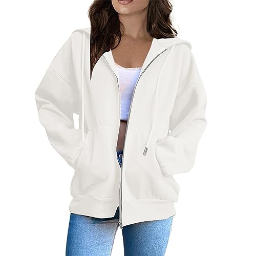 Zip Up Hoodie Women Casual Oversized Sweatshirts - Fall Fashion Fleece Lined Jacket - Thick Warm Coat Winter Clothing