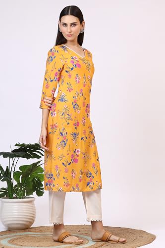 Image of W for Woman Pink Bold Geometric Printed Pure Cotton Straight Kurta