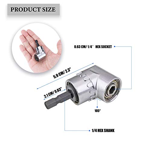 105 Degree Right Angle Extension Power Screwdriver Drill Attachment,90° Drill Bit Adapter, Angled Screwdriver for Tight Space, CA01