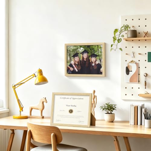 Image of 8.5x11 Picture Frame Set of 4, Natural Solid Wood Frames