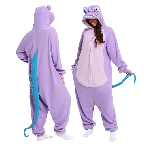 NAITOKE Adult Animal Onesie Halloween Costume Cosplay One-Piece Pajamas Women Man Teens Light Purple