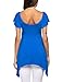 Meaneor Women's Low Cut Deep V-Neck Tunic High Low Asymmetric Slimming Top Blue