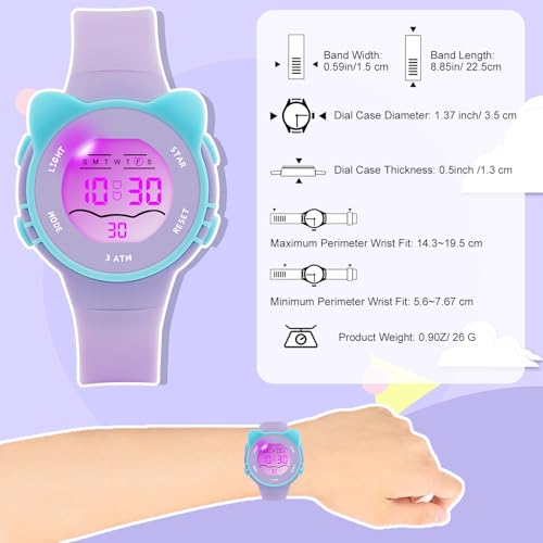 Image of Edillas Kids Watches Digital Girls Boys, 7 Colors Light Wrist Watch for Child Waterproof Sport Outdoor Multifunctional Wristwatches with Stopwatch /Alarm for Ages 4-15