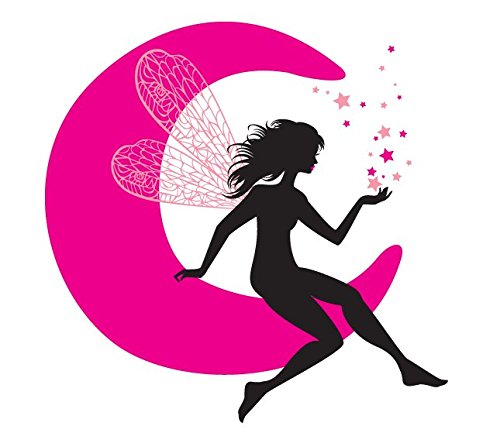 PVC Wall Stickers Beautiful Black Fairy on Moon and Stars-image-22