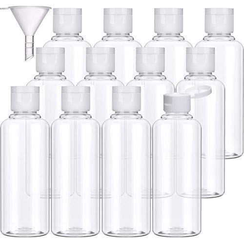 DIY Crafts Flip-Cap 200ml Transparent Plastic Air Flight Travel Bottle Transparent Plastic Air Flight Travel Bottle Set Mini Funnel for Flight Airport Holiday (30 Botles + Funnel, Clear/Transparent)