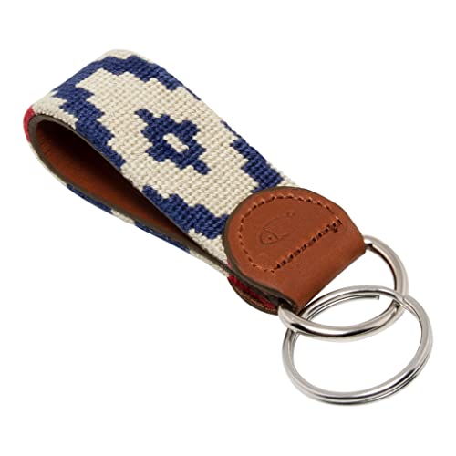 Image of Leather Hand-Stitched Needlepoint Key Fob or Key Chain