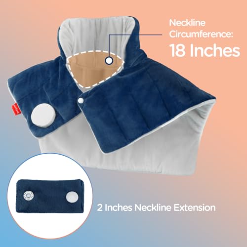 Image of Comfytemp Heating Pad for Neck and Shoulders and Back, 2.6lb Weighted Electric Heating Pads, Large Heated Wrap, 9 Heat Settings & 11 Timer, Valentines Birthday Gifts for Women Men Mom Dad, Dark Blue