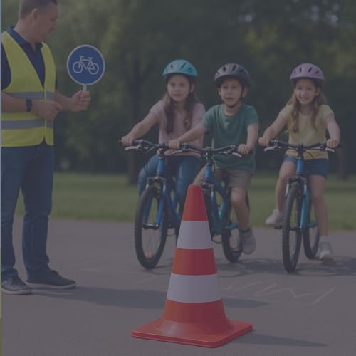 Perel Leitkegel, Warnkegel, Pylonen Kinder outdoor, Hütchen Sport zum Markieren, Absichern oder Absperren von Zonen, nur für den Freizeitgebrauch, rot/weiß, 50 cm