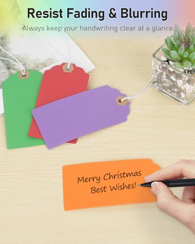 Uniclife 72 Stück leere Versandetiketten mit elastischer Schnur befestigt Karton Papier Hang Tags mit verstärkter Öse große Kennzeichnung Tags Preis Tags Inventar Label Tags, Regenbogenfarben