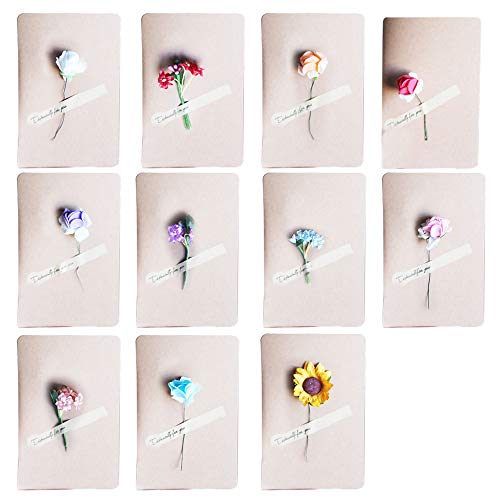 Biglietti di ringraziamento fai da te, in carta kraft, stile retrò, con busta vuota e fiori secchi, per matrimonio, compleanno, Natale, anniversario di matrimonio Flower