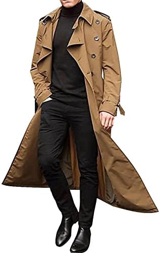 Manteau Hiver Homme Trench Caban Laine Mélangée - Coupe Slim, Col Montant - Pour Affaires Et Ville - Taille S à 3XL