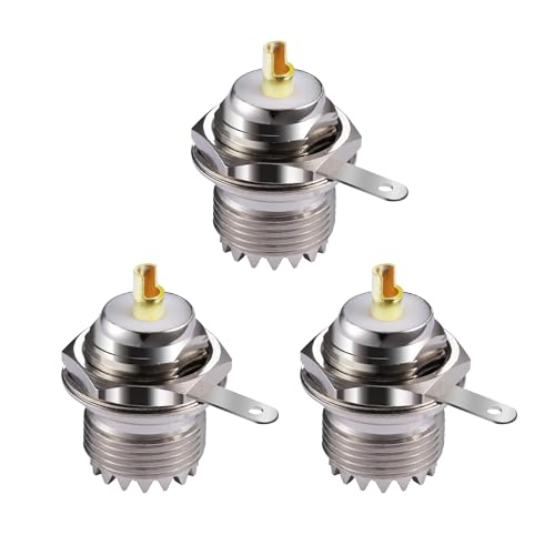 Vecys 3PCS SO239 Schottverbinder UHF Buchse SO-239 Mutter Schottgriff Deckclip Lötbecher Plattenmontage Gerader Stecker Koaxialadapter
