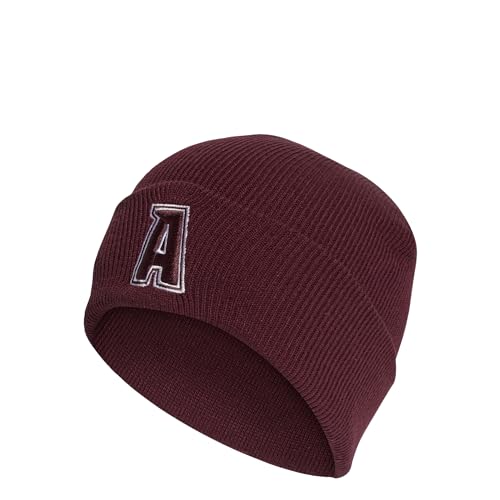 adidas Unisex 2-Color Logo Beanie, Shadow Red/White, M