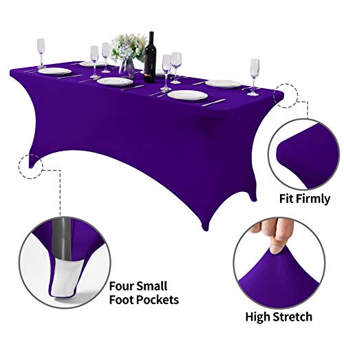 Nappe de table en élasthanne violette 1,8 m pour buffet de fête