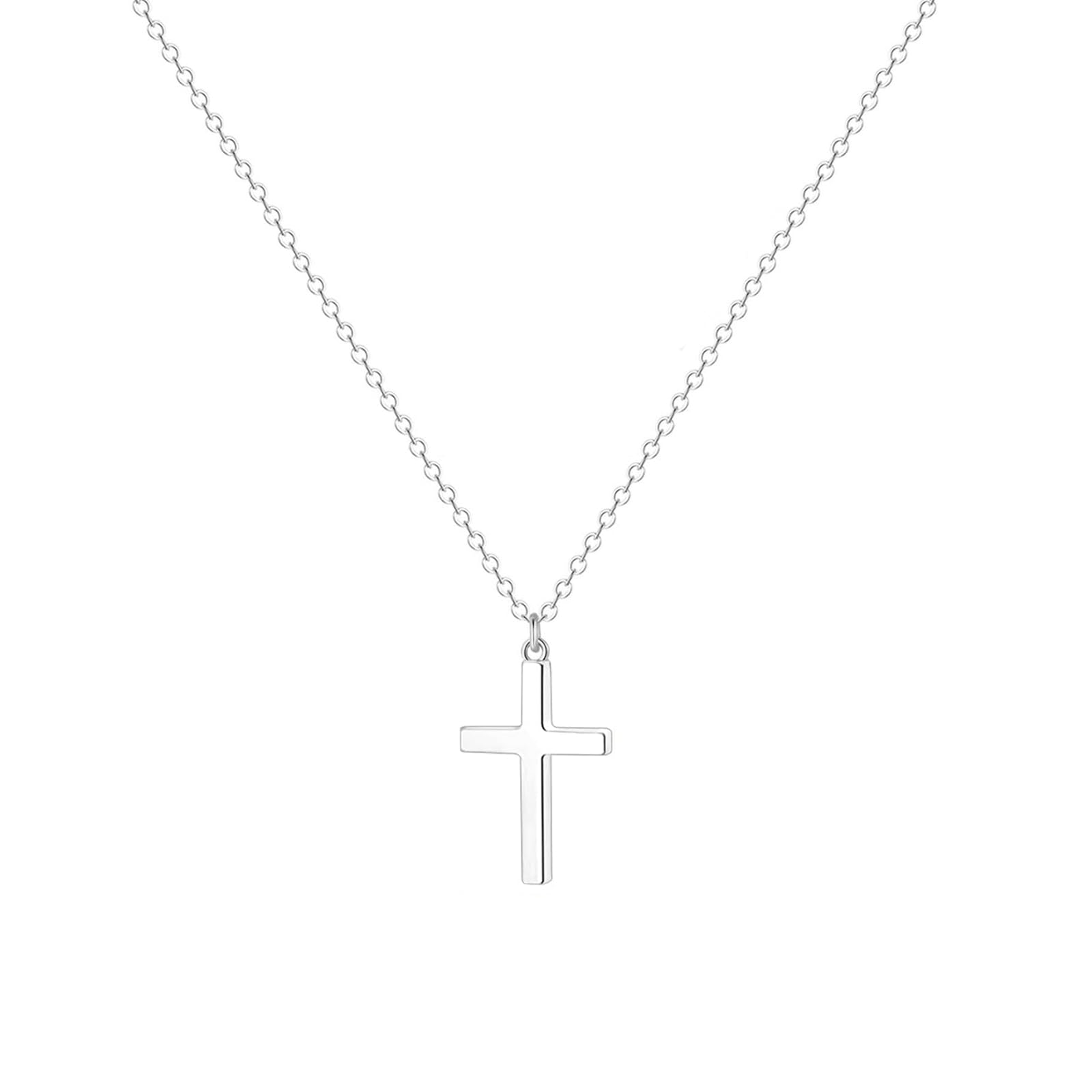 Zeffy Cross Necklace for Women,18K Gold/Silver Plated Tiny Cubic Zirconia Cross Pendant Necklace for Women Simple Layered Cross Necklaces for Women