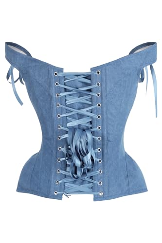Image of Daisy corsets Women's Daisy Corsets Top Drawer Denim Steel Boned Corset W /Straps