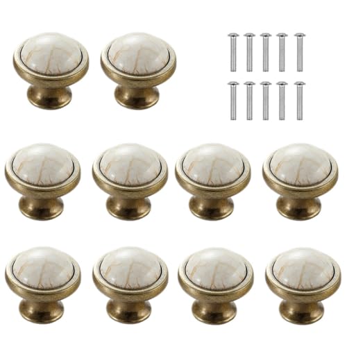 Worldly 10PCS Céramique Tiroir de Porte Poignée, Rond Boutons de Tiroir, Vintage Bouton de Meubles, Boutons de Porte, Poignées de Meuble