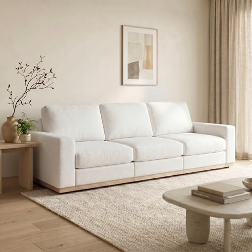 Sunny Heart 98" Modern Modular Sectional Sofa for Living Room,3 Seater Deep Seat Modular Sofa Couch,Solid Wood Frame,Spring Cushions, Removable Covers,Easy Assembly for Small Spaces,Beige