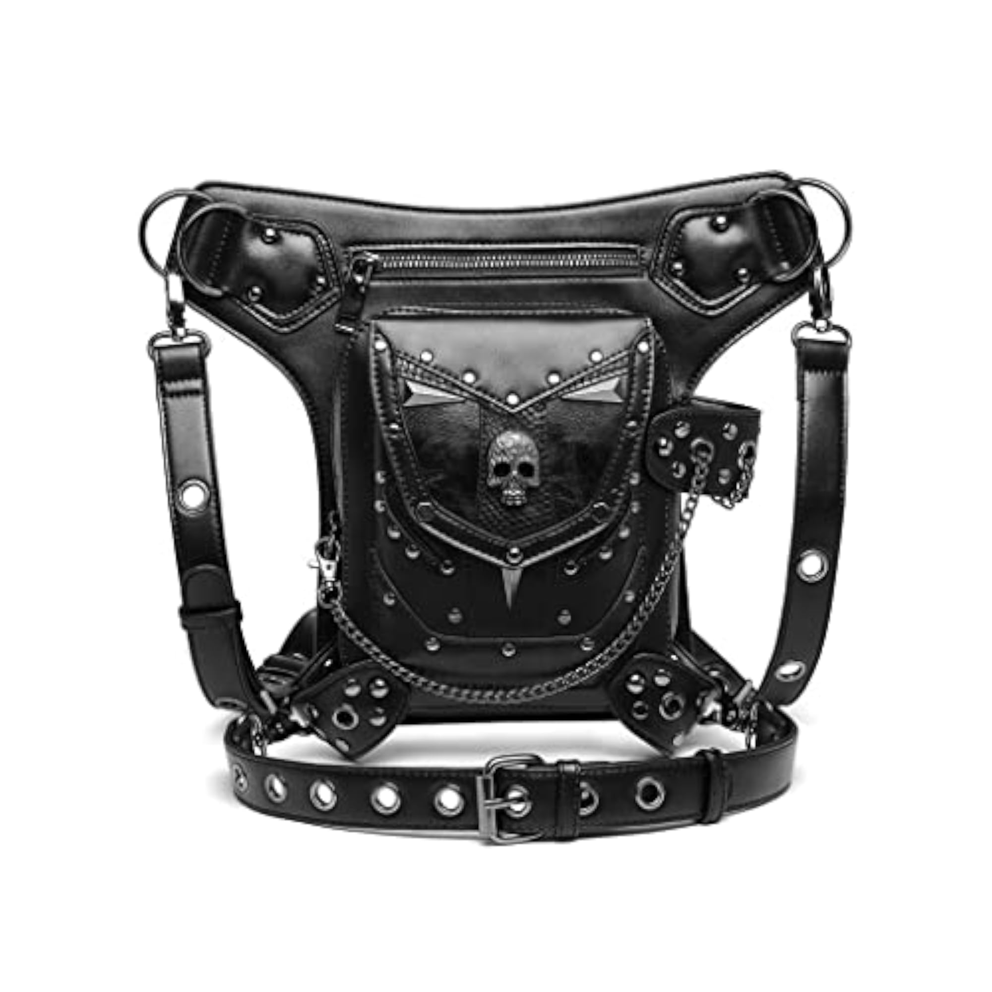 Gothic Steampunk Skull Thigh Hip Belt Bag, Unisex