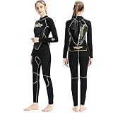 HWZZ Traje de neopreno para mujer joven de 5 mm, neopreno para mujer en agua fría, traje de buceo de cuerpo completo para buceo, snorkel, surf, natación, piragüismo, negro, XS