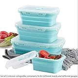 Silicone Lunch Box, Collapsible Folding Food Storage Container with Lid, Portable Bento Box, Microwave, Dishwasher and Freezer Safe, Can be Used to Keep Food Fresh - Image 7