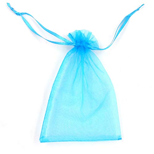 Image of ATCG 50pcs 8x12 Inches Large Drawstring Organza Bags Decoration Festival Wedding Party Favor Gift Candy Toys Makeup Pouches (Aqua Blue)