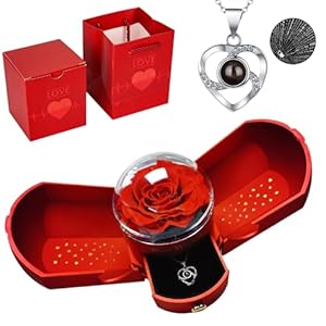 Mothers Day Gifts for Mom，Forever Roses with I Love You Necklace，Birthday Gifts for Wife Women Her Soulmate Lover Grandma Girlfriend on Anniversary Valentines